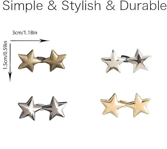 Pant Waist Tightener, 8 Sets Adjustable Pentacle Button for Jeans, Instant Removable Jean Buttons for Loose Jeans, No Sewing Required Pant Clips for Waist Tightener, Button Pins for Pants thumbnail 2