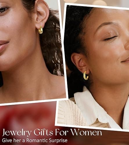Adoyi 9 Pairs Gold Hoop Earrings Set for Womens Twisted Huggie Hoops Earrings 14K 18K Gold Plated for Girls Valentines Mother's Day Birthday Gifts Lightweight thumbnail 6