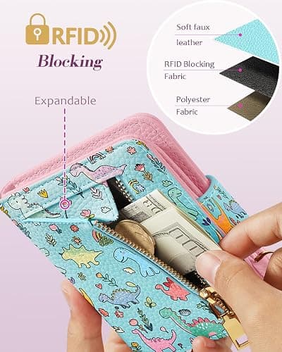 Bistup Wallet for Women Cute Small Card Wallet Genuine Leather Rfid with Keychain for Ladies Teen Girls Female Girly Aesthetic Little Animal Unique Kawaii Pretty Modern Bifold Credit Card Holder thumbnail 4