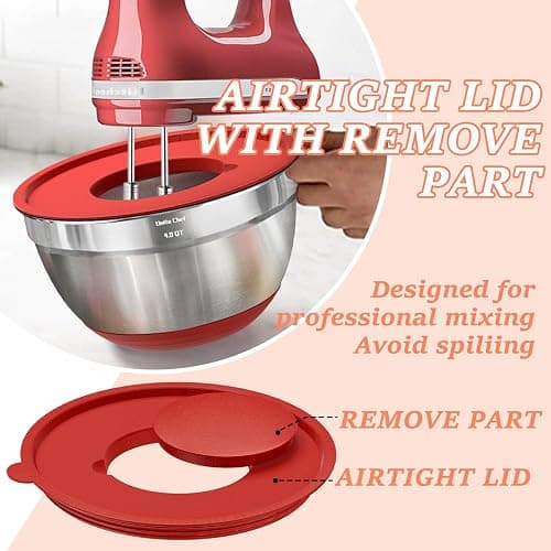 Umite Chef Mixing Bowls with Airtight Lids Set, 8PCS Stainless Steel Nesting Bowls Set, 3 Grater Attachments & Non-Slip Bottoms, Size 5, 4, 3.5, 2, 1.5QT for Baking & Mixing(Colorful) thumbnail 7