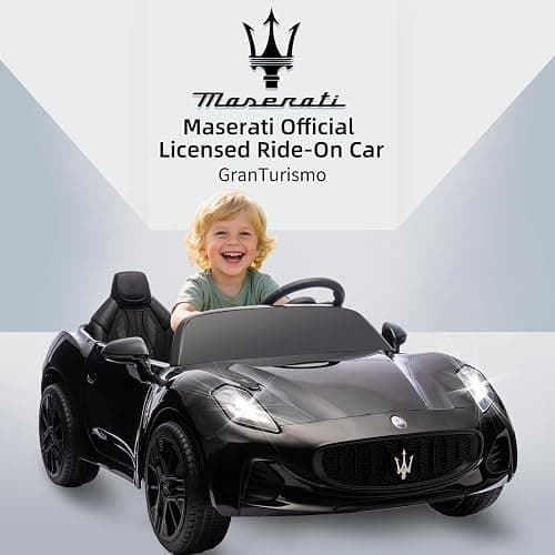 Acnico 2 Seater Kids Ride on Car with Remote Control -24V 4WD Licensed Maserati GranTurismo Ride on Toys, Bluetooth, High/Low Speed, 132lb Capacity, Toddler Electric Car Gift for Boys Girls (Black) thumbnail 5