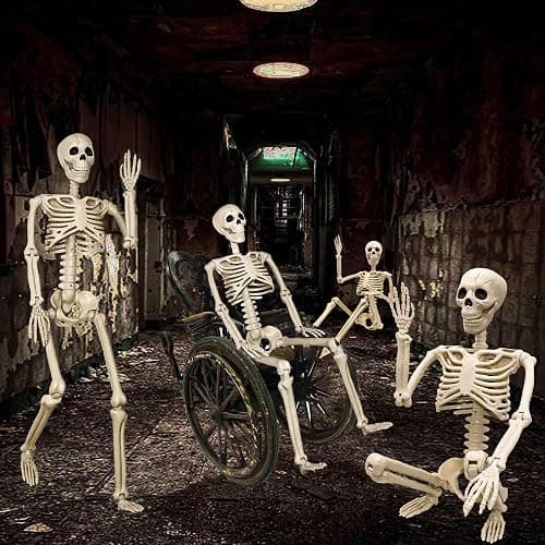 2 Pack 36"Halloween Skeleton - 3 ft Life Size Human Skeleton with Full Body Posable Joints Plastic Skeleton for Halloween Skeletons Decor Yard Patio Lawn Garden Skeleton Props Spooky Party Decoration thumbnail 5