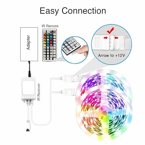 VOLIVO 100ft Led Strip Lights for Bedroom, Color Changing Led Light Strips Kit with 24 Keys IR Remote and Smart App Control, RGB Music Sync Lighting for Room, Home Decor thumbnail 8