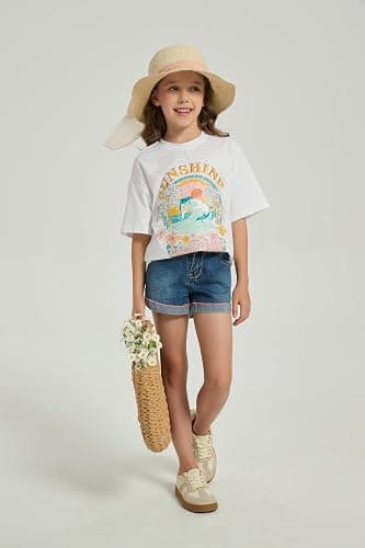 QJQ Girl's Cute Graphic T Shirts Short Sleeve Crewneck Tees Summer Trendy Preppy Tops Clothes thumbnail 6