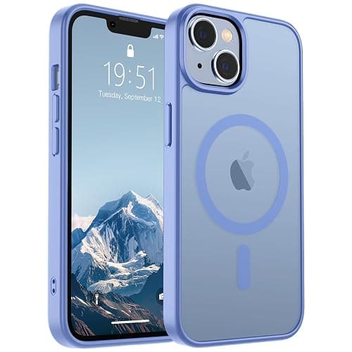 SUPFINE Magnetic for iPhone 14 Case & iPhone 13 Case (Compatible with MagSafe)(Military Grade Drop Protection) Slim Translucent Matte Shockproof Phone Cover,Blue Purple - Image 1