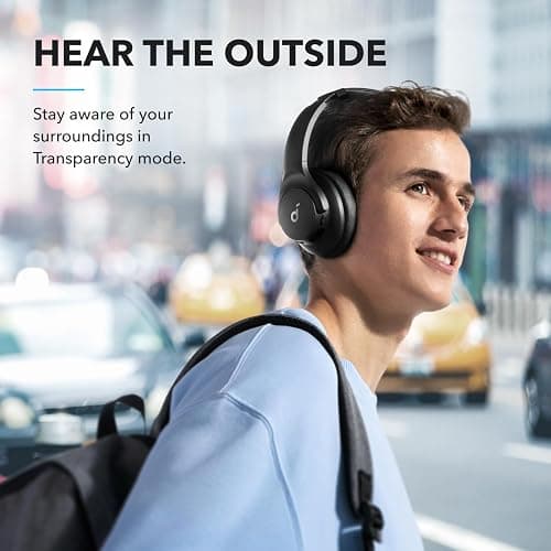 soundcore by Anker Q20i Hybrid Active Noise Cancelling Headphones, Wireless Over-Ear Bluetooth, 40H Long ANC Playtime, Hi-Res Audio, Big Bass, Customize via an App, Transparency Mode, Ideal for Travel thumbnail 6