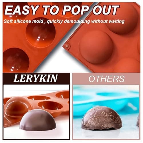 Lerykin 3 Pack Large 6-Cavity Semi Sphere Silicone Molds, Non-Stick Baking Mold for Making Standard Size Hot Chocolate Bomb, Cake, Jelly, Dome Mousse thumbnail 5