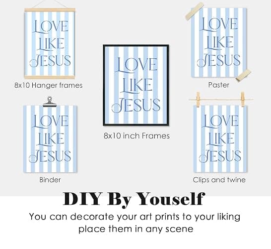 ULEGIE Coquette Blue Bow Bible Poster Wall Art Decor, Jesus Wall Art Decor,Blue Room Decor for Teen Girls, Bow Decor Bedroom, Light Blue Room Decor for Girls Room Living Room Bedroom, 8x10 Inches Unframed Set of 4 thumbnail 7