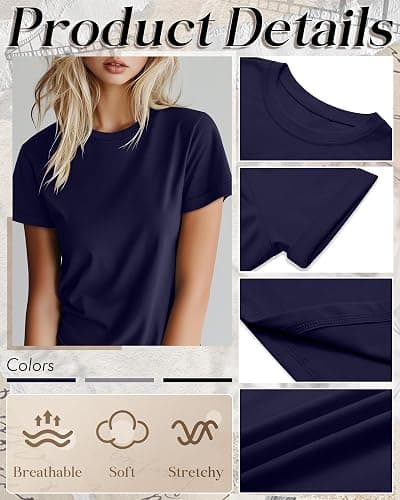 Huukeay 3 Pack Cotton Women's Short Sleeve T Shirts | Basic Tees, Cotton T Shirts, Short Sleeve, Crew Neck, Loose Fit Casual, Soft, Plain, Stretch, Summer, Everyday Wear, Workout thumbnail 5