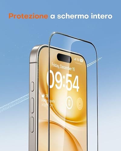 TOCOL Pellicola Vetro Temperato per iPhone 15 Pro con Pellicola Fotocamera, Rimozione Automatica Della Polvere, Senza Bolle, Anti-Impronte, Durezza 9H, Copertura Completa, Argento thumbnail 5