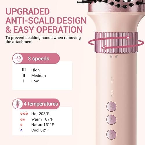 6 in 1 Air Styler, 1400W High Speed Ionic Hair Dryer with Auto-Wrap Curlers, Blow Dryer Oval Brush & Straightener Brush, No Heat Damage Hair Styler for Fast Drying,Curling, Smoothing & Volume thumbnail 6