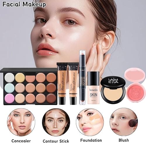 All in One Makeup Kit for Women Full Kit - 44PCS Professional Makeup Set with Foundation, Eyeshadow, Lipstick, Eyeliner - Complete Cosmetic Gift Set for Beginners and Professionals thumbnail 4