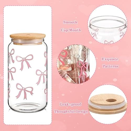 10 PCS Pink Bow Stuff Gift with Bow Cup, Preppy Makeup Bag, Notebook | Hairband, Sock, Bow Keychain,Pen,Sticker for Birthdays Present, Coquette Preppy Bow Accessories Set for Girl Women thumbnail 5