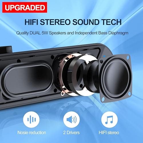 LENRUE USB Computer Speakers for Desktop, 10W PC Speakers for Desktop/Laptop/Tablet/Monitor, Single-Wired USB Soundbar Speaker,Plug-n-Play,No Sound Delay(NO 3.5mm AUX Plug) thumbnail 2
