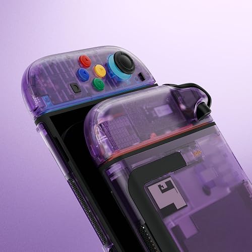 eXtremeRate DIY Replacement Shell Buttons for Nintendo Switch 2, Custom Console Rear Back Plate + Faceplate with Decorative Strips Direction Keys for Joycon 2 - Essence Version - Clear Atomic Purple thumbnail 7
