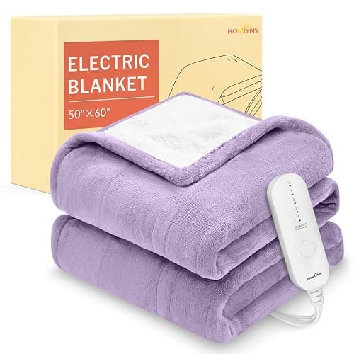 HOMLYNS Heated Throw Blanket, 5 Heat Settings & 3 Hours Timer, Purple | 50" × 60", ETL Certified, Rapid Heating, Soft Flannel and Sherpa, 8.5 Ft Cord, Only For 120V Voltage Use - Image 1