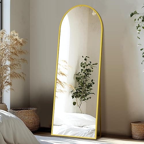Delma Full Length Mirror, Large Floor Mirror for Wall, Bedroom, Bathroom, Living Room with Aluminium Frame (Stand, Arch 56x15-Gold) thumbnail 5