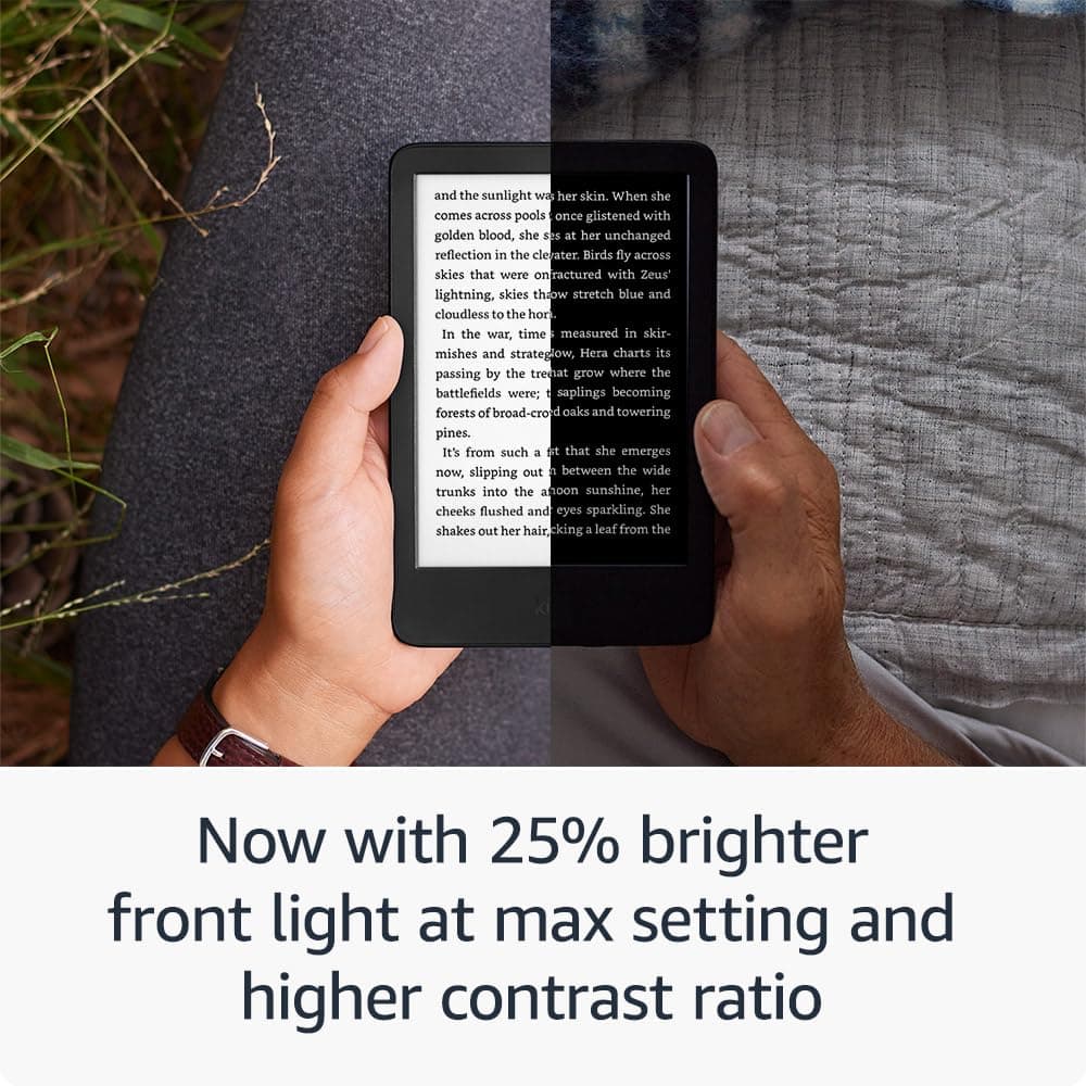 Amazon Kindle 16GB (newest gen) - Lightest and most compact Kindle, with glare-free display, faster page turns, adjustable front light, and long battery life - Black thumbnail 3