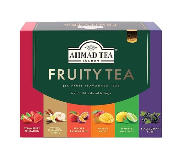 Ahmad Tea Black & Green Tea, Fruitytea Assorted Sampler Variety Gift Box, 60 Foil Teabags - Caffeinated & Sugar-Free thumbnail 2
