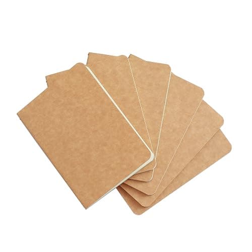 TWONE Pocket Notebook, 6 Pack Softcover Mini Notebooks 3.5" x 5.5" Kraft Brown Notebook Small Memo Notepad for Men Women Kids Traveler Author, 30 Sheets,60 Blank Pages thumbnail 8