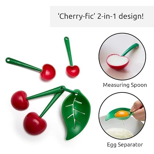 OTOTO Measuring Cups Set - Teaspoons for Dry & Liquid Ingredients, BPA-free & Dishwasher Safe, Funny Gifts, Baking Accessories, Unique Kitchen Gadgets (Mon Cherry) thumbnail 4
