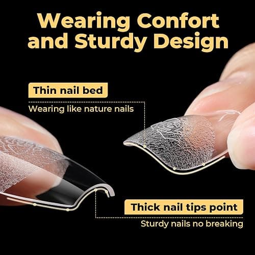 UNA GELLA Short Coffin Nail Tips 600Pcs, Short Coffin Gel Nails Tips Pre Etched 12 Sizes Soft Gel Fake Nails Tips Pre-file Full Cover for Nail Extension Home DIY Salon with Box thumbnail 5