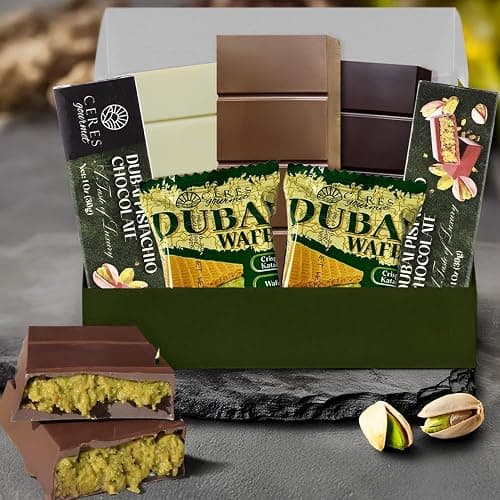 Dubai Chocolate Variety Pack – 7 pack, 3 Milky, Dark & White Chocolate + 2 Dubai Wafers + 2 Mini Bars – Elegant Gift Box, Middle Eastern Dessert Sampler thumbnail 3