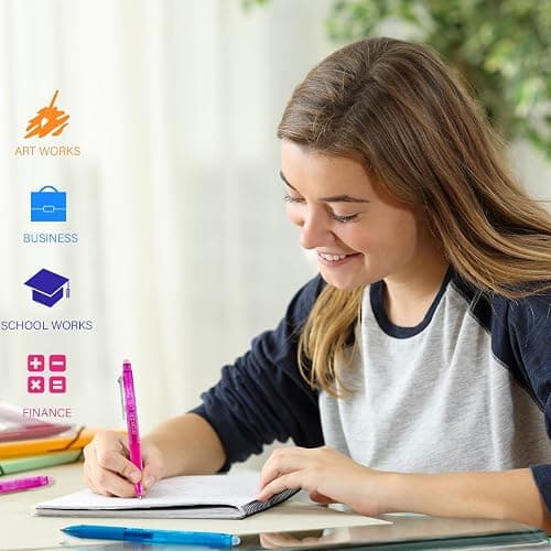 ParKoo Retractable Erasable Gel Pens Clicker, Fine Point 0.7mm, Assorted Color Inks for Drawing Writing, 10-Pack thumbnail 6