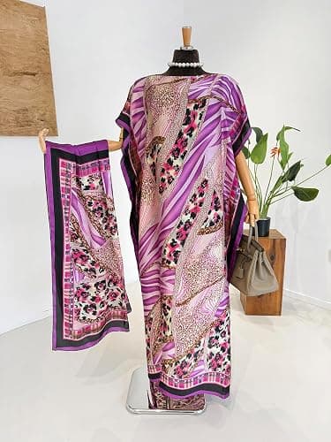 Moo Moos for Women Kaftan Dresses+Scarf for Women Plus Size Bathing Suit Cover up Caftan Maxi Beach Dresses thumbnail 2
