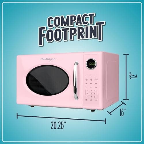 Nostalgia Retro 1000W Microwave Oven 1.1 Cu Ft Capacity – Child Safety Lock, 8 Auto-Cook Settings – Countertop Kitchen Appliance – Pink thumbnail 3