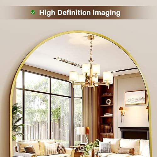 XRAMFY 56" x21 Arched Full Length Mirror Floor Mirrors with Aluminum Alloy Frame Free-Standing Wall Mounted Floor Mirrors or Large Dressing Mirror, Gold Mirror Full Length thumbnail 5