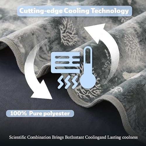 PFASDFW Cooling Blanket Twin Size (60"x80"), Double Sided Ice Cold Blanket for Hot Sleepers, Transfer Heat to Keep Cool, Soft Lightweight for Night Sweats, Bed & Couch, Ocean Design thumbnail 7