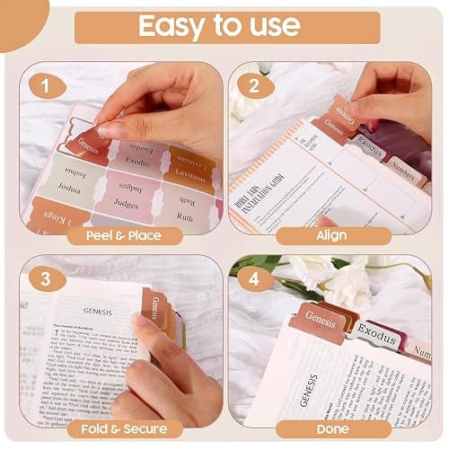 Bible Tabs for Bible Book Markers - Pastel Paper Index Tabs for Men's Bible Study, Bible Journaling Supplies, Perfect Christian Gift for Youth & Teens thumbnail 5
