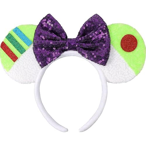 UNSPAZ Headbands for Women Girls Boys, Shiny Bow Headband for Cosplay Party Decorations Hair Accessories (Green) - Image 1