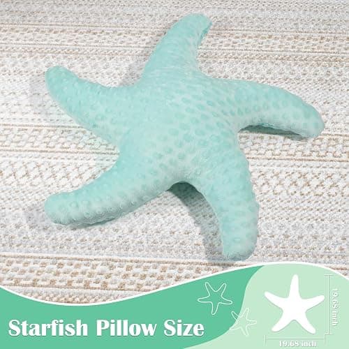Marble Empire Starfish Pillow for Couch and Bed, Coastal Decor Throw Pillow, Ocean Beach Theme Accent Pillow for Living Room（Aqua） thumbnail 3