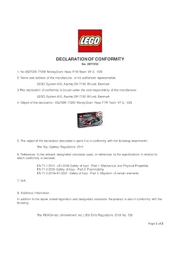 LEGO Speed Champions MoneyGram Haas F1 Team VF-24 Race Car Toy - Model Kit w/a Collectible Formula 1 Driver Minifigure - Gift for 10+ Year Old Boys, Girls and Adult Motorsport Fans - 77250 thumbnail 14