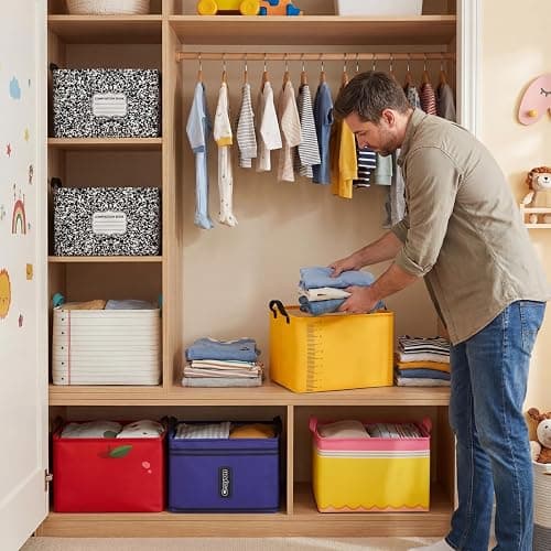 Acellegic 6 Pcs Back to School Teacher Baskets Bulk Pencil Apple Notebook Collapsible Rectangle Clothes Bins Book Shelf Basket Teacher Appreciation Gifts for End of Year B Party Decorations thumbnail 4