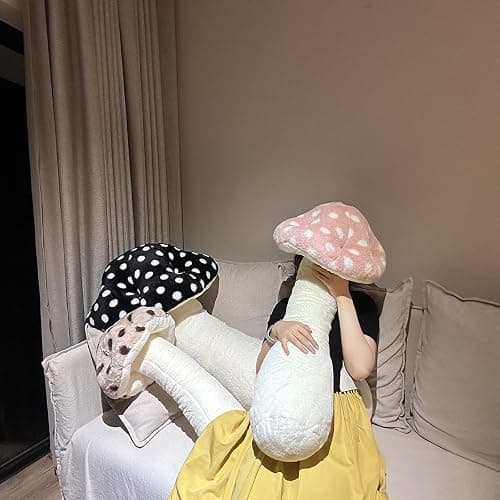 Hofun4U Mushroom Plush Pillow - 39 inch Mushroom Shaped Stuffed Long Pillow - Mushroom Stuffed Pillow - Christmas Birthday Sofa Home Decoration (Pink) thumbnail 6
