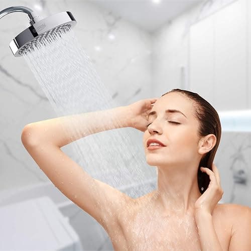 GURIN Shower Head High Pressure Rain Shower head - 6 Inch Luxury Design with Adjustable Angles, Anti-Clogging Nozzles, Easy 1-Min Install, Premium Chrome Finish for Bathroom (2.5 GPM) thumbnail 2
