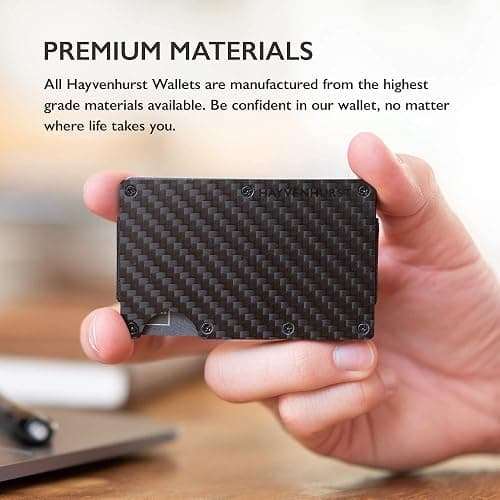 Hayvenhurst Wallet For Men - Reinvented Design Men's Wallet - Slim, Minimalistic & Seamless, Blocks RFID Scanners with a Money Clip (Carbon Fiber) thumbnail 6
