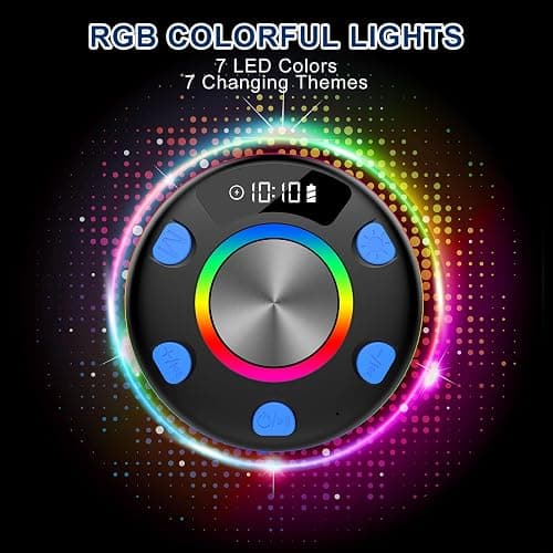 Bluetooth Speaker, Shower Speaker, IP7 Waterproof Portable Speakers Bluetooth 5.4 with HD Sound, RGB Light/LED Display/Hands-Free Call/Suction Cup Perfect for Bathroom Sing-Along Stocking Stuffers thumbnail 4