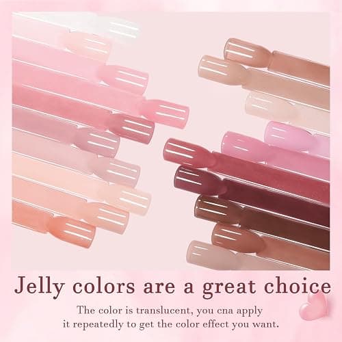 SHOYUM 24 Pcs Jelly Nude Gel Nail Polish Set, Sheer Pink Colors Gel Polish Kit with Glossy & Matte Top Coat and Base Coat for Nail Art DIY Manicure and Pedicure at Home thumbnail 6