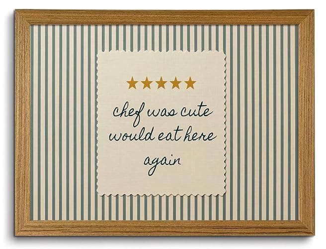 Chef Was Cute Would Eat Here Again Wall Art Funny Kitchen Art Prints 8x10in | Restaurant review prints, foodie pictures, cafe artwork, retro stripe paintings, breakfast nook decor - Image 1