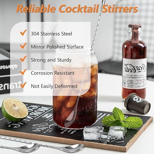 3 PCS 12 Inch Bar Spoon, Stirring Spoons, Cocktail Spoon, Drink Stirrer, Mixing Spoon Spiral Pattern Stainless Steel Cocktail Stirrers for Home or Bar Cocktail, Coffee, Ice Cream, Sundae (Silver) thumbnail 4