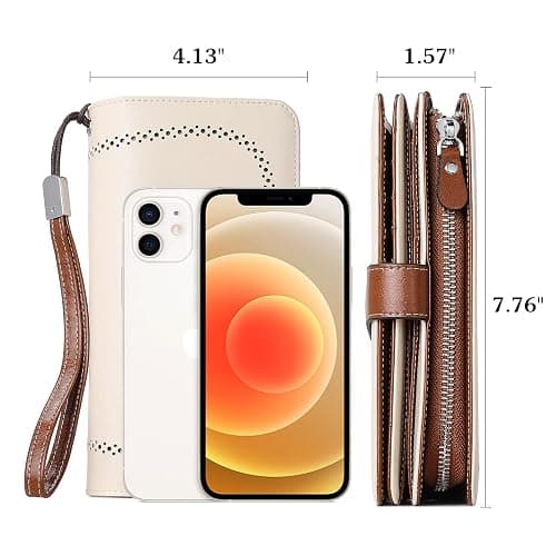 BOSTANTEN Leather Wallet for Women RFID Blocking Zip Around Credit Cards Holder Phone Clutch thumbnail 4