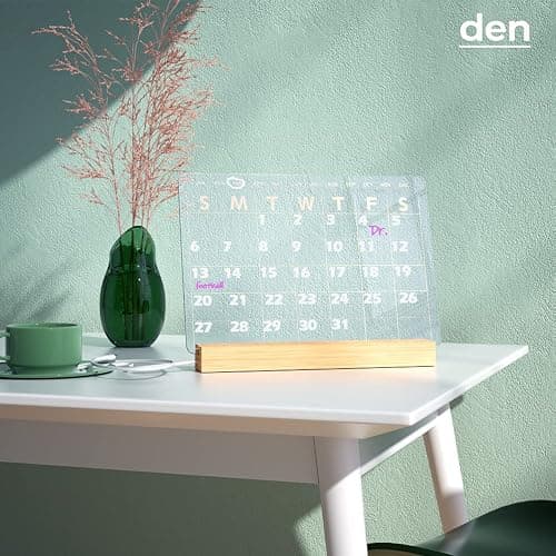 Light Up Clear Dry Erase Calendar 13 x 9 inch with 5 Markers, Acrylic Lighting Markable Calendar Board Agenda for Bedroom/Office/Home/Kitchen thumbnail 4