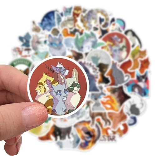 50pcs Warriors Cat Stickers for Kids, Cool Waterproof Vinyl Decal for Teen Adult Boy Laptop, Travel Case, Phone, Bike, Water Bottle, Guitar, Computer, Skateboard (Blue) thumbnail 7