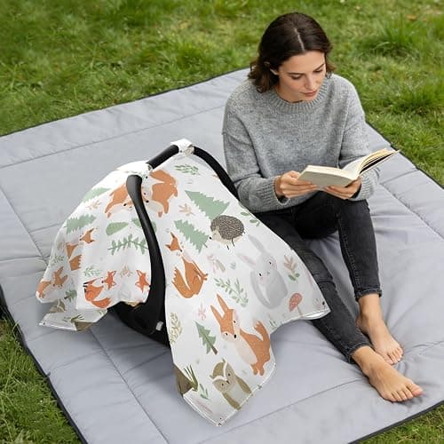 Bush Animal Fox Infant Car Seat Cover Baby Girls Stroller Carseat Covers Canopy Muslin Breathable Soft Lightweight Sun Shade Universal Fit thumbnail 7