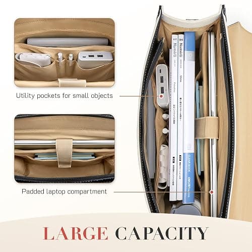 Missnine Laptop Bag 15.6 inch Canvas Messenger Bag for Women Professional Work Bag Shoulder Bag thumbnail 3