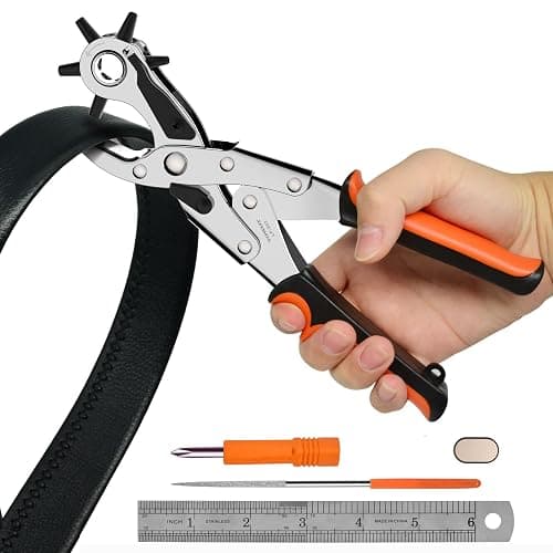 TOWOT Belt Hole Puncher Kit, Upgraded Version Leather Hole Punch for Belt, Saddles, Shoes, Fabric, DIY & Craft Projects, 6 Holes Heavy Duty Rotary Puncher Only TOWOT CA Sells Genuine Products thumbnail 6